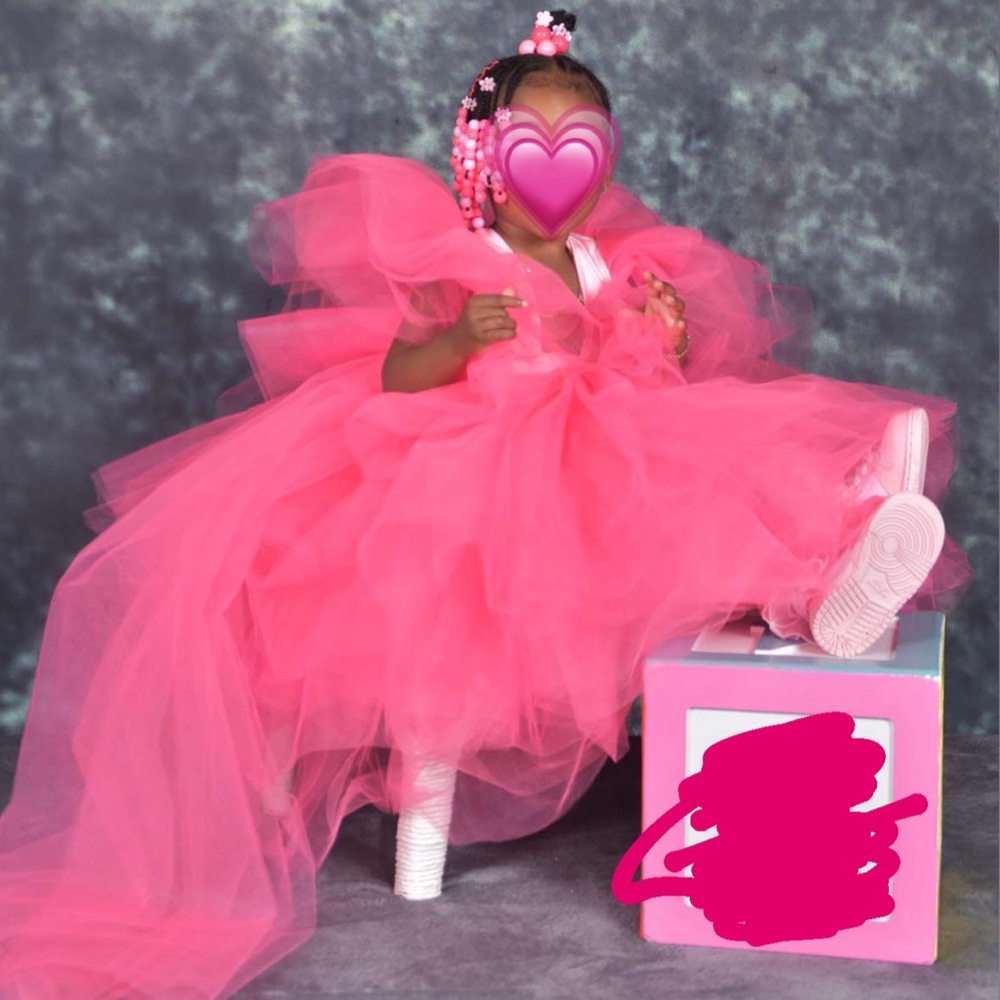 Pink custom-made dress only worn once 2T